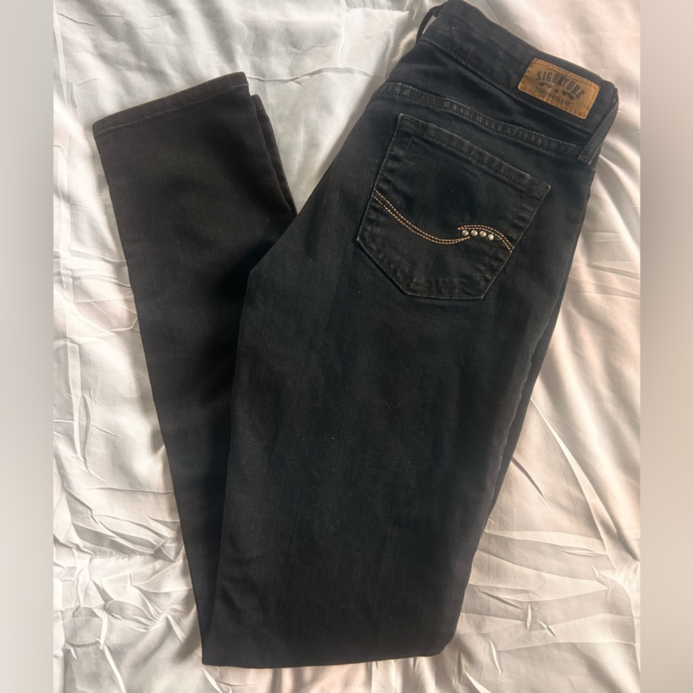 Signature by Levi Strauss & Co. Mid-Rise Skinny Jeans Black Denim Size 4M